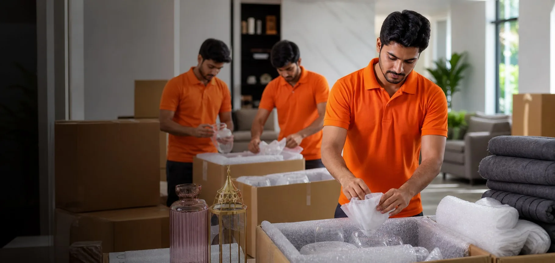 SS Movers specialist carefully packing household belongings for transport